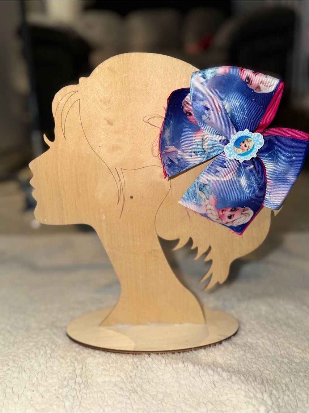 Frozen Themed Pink and Blue Hair Bow for Girls